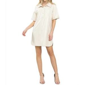 NEW TCEC faux leather shirt dress in cream